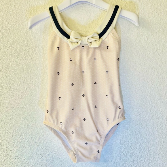 Hope & Henry Sailor Swimsuit & Terry Cloth Coverup Dress Sz 2T Pink Navy White - Picture 2 of 16